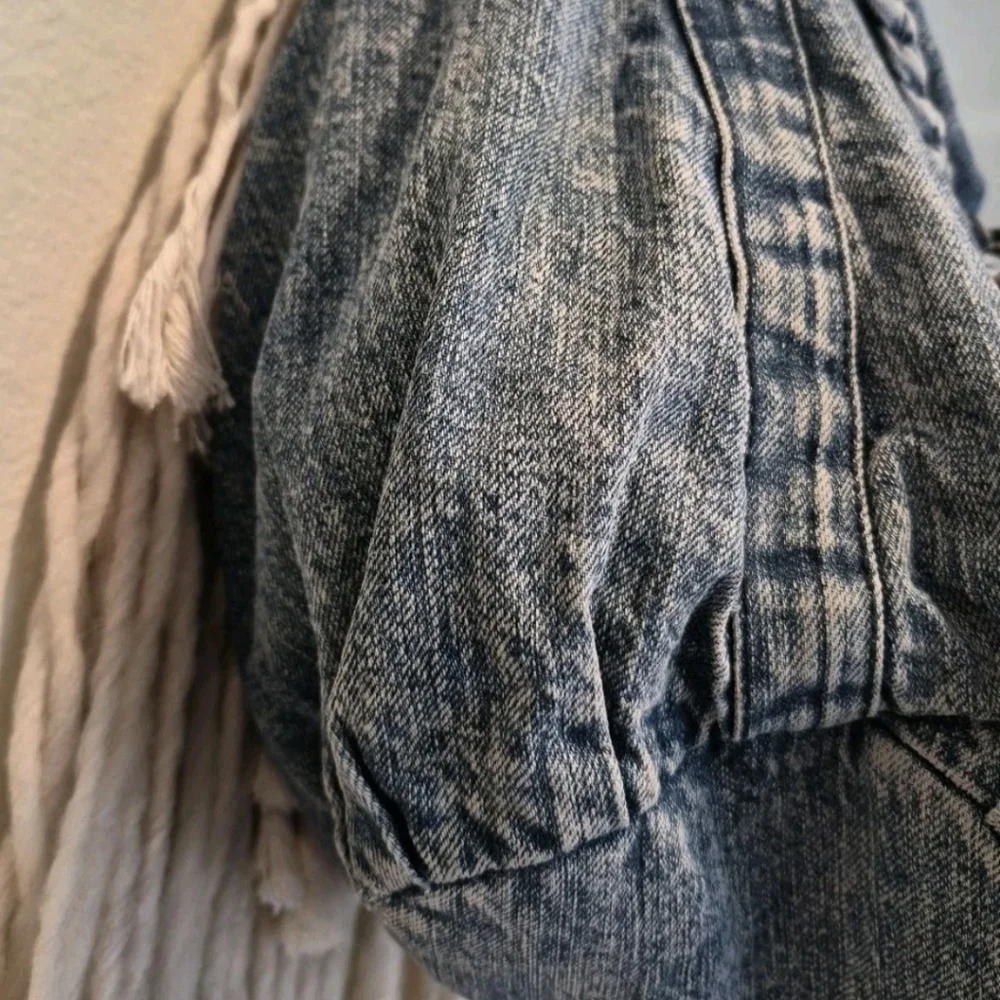 Vtg Denim Braided Detail Zipper Closure Boho Bohemian Hobo Shoulder Bag
